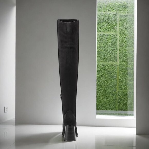 Marc Fisher Women's Black Denki Over The Knee Block Heel Square Toe Boots NIB - Picture 4 of 5